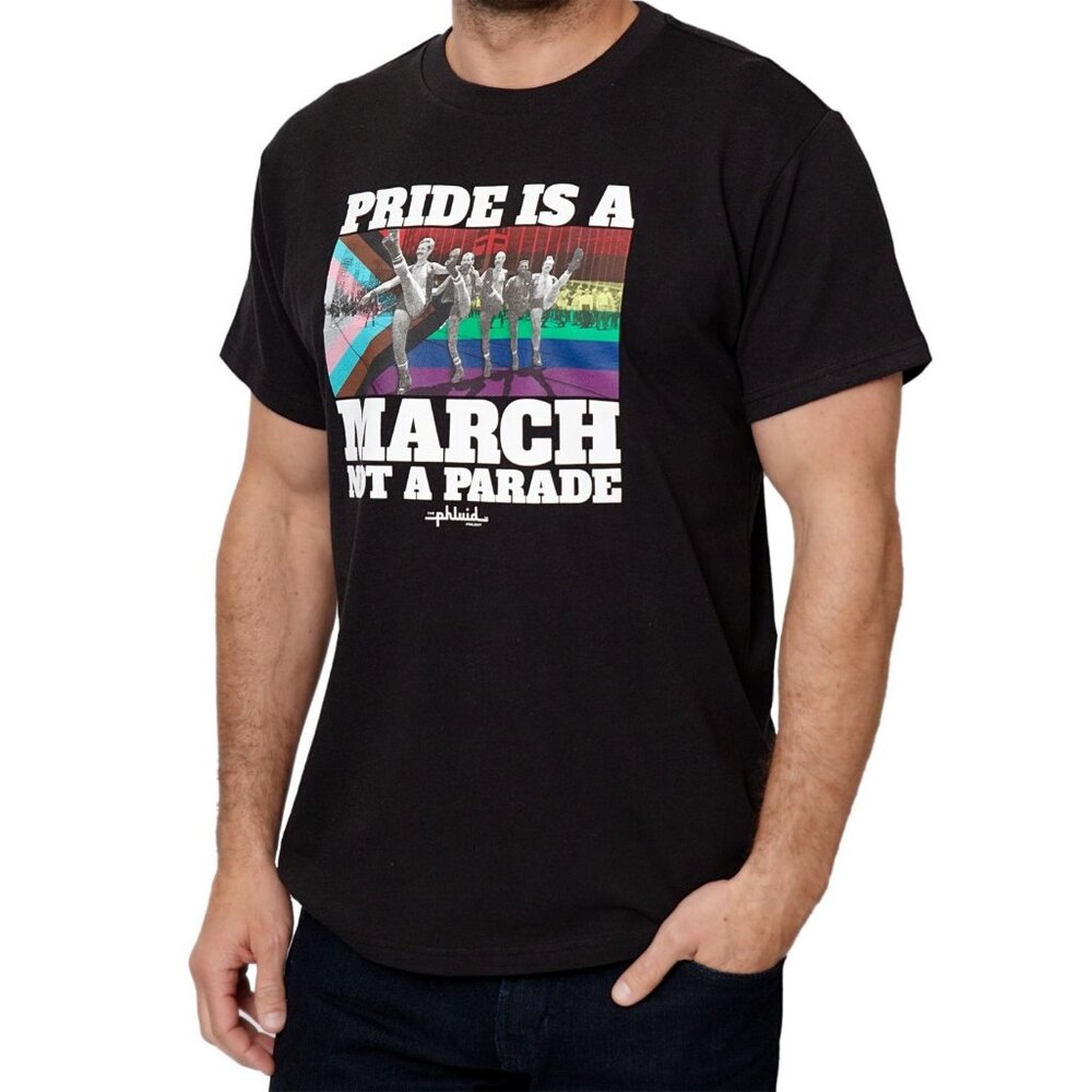 The Phluid Project Pride Is A March Not A Parade Black Graphic T-Shirt M NWT